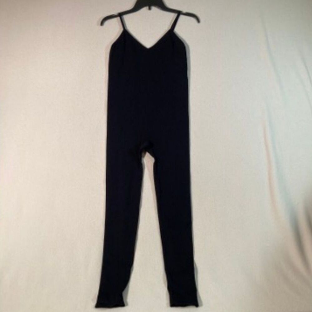 Bodysuit Blk Full Length Bodycon Seamless Jumpsuit Workout Yoga Onepiece Unitard